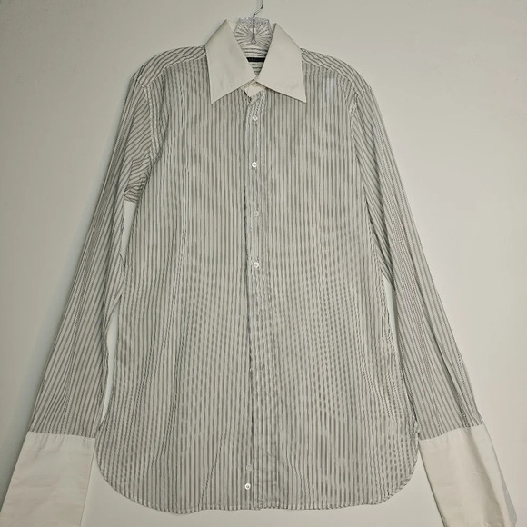 Gucci Striped Long Sleeve Dress Shirt Men Size 15.5 Eu 39 - Picture 3 of 11